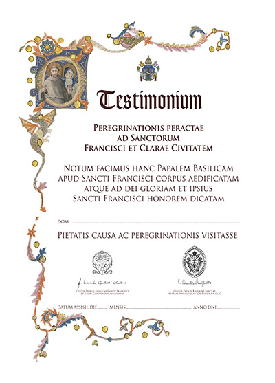 testimonium del pellegrino cammino di francesco